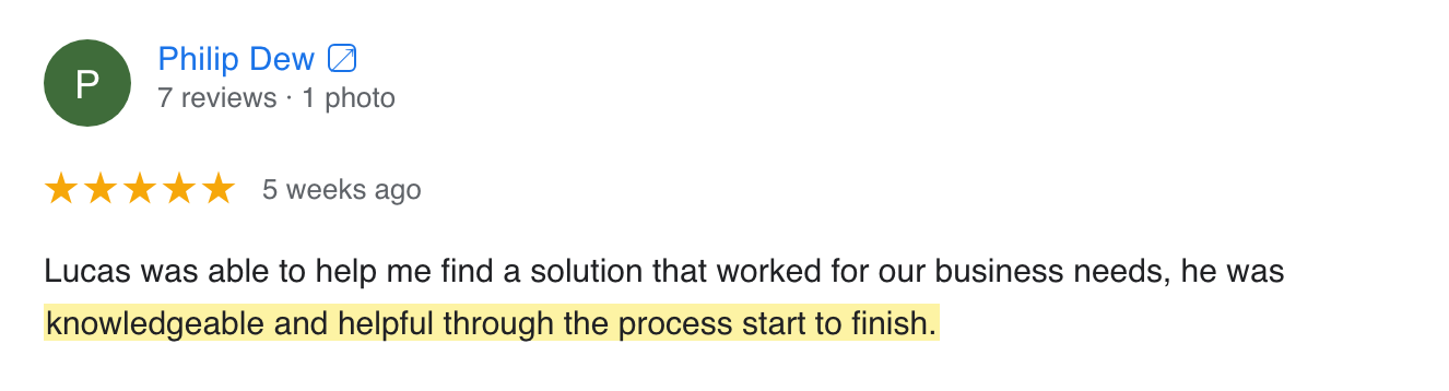 Google review screenshot